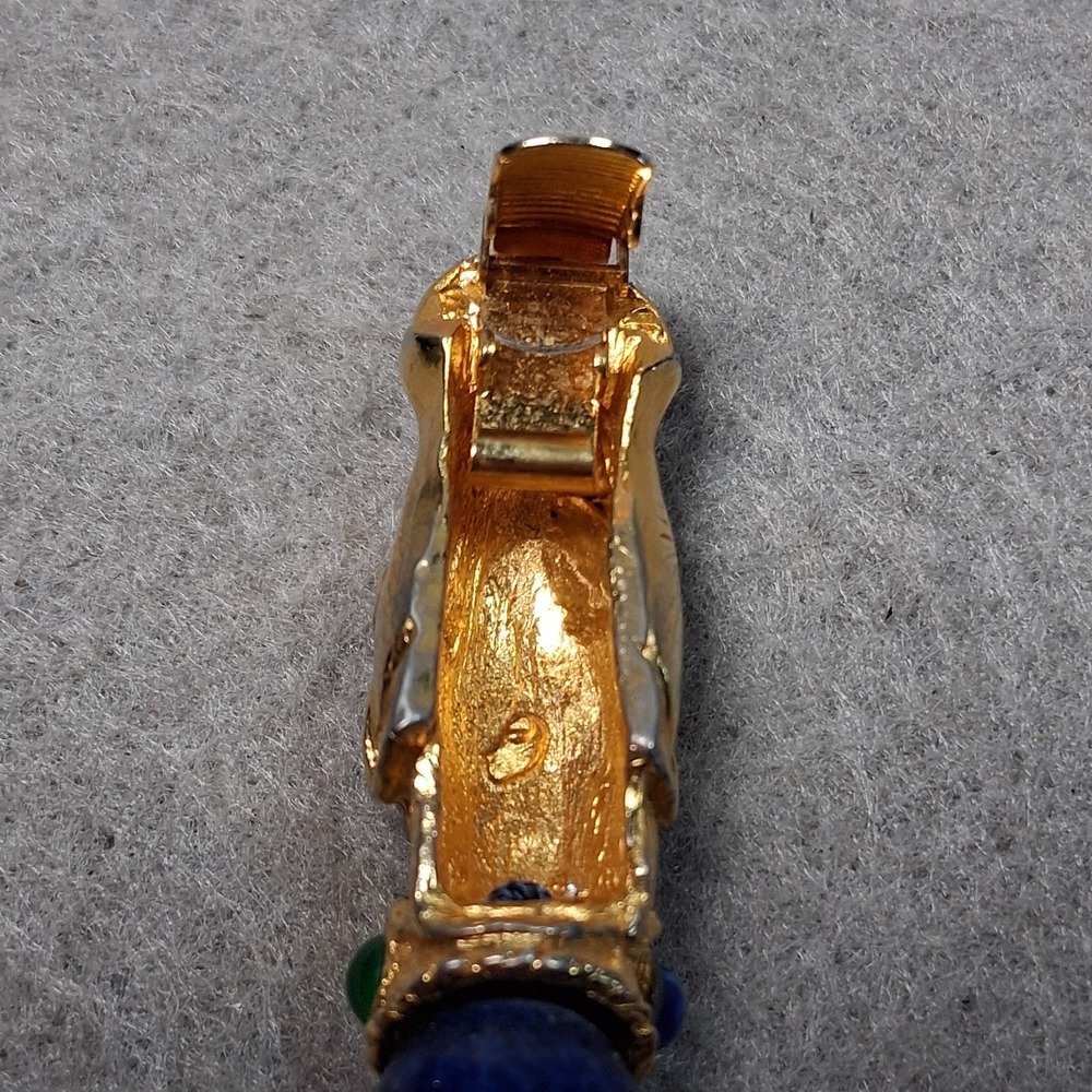 Les Bernard Lapis Lazuli Panther Bracelet Multi Gem Cabochon 8" Large Vintage - Picture 9 of 16